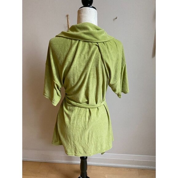 Open edit New olive fern bathrobe women sz large BNWOT tie belt pockets lounge - Picture 4 of 7